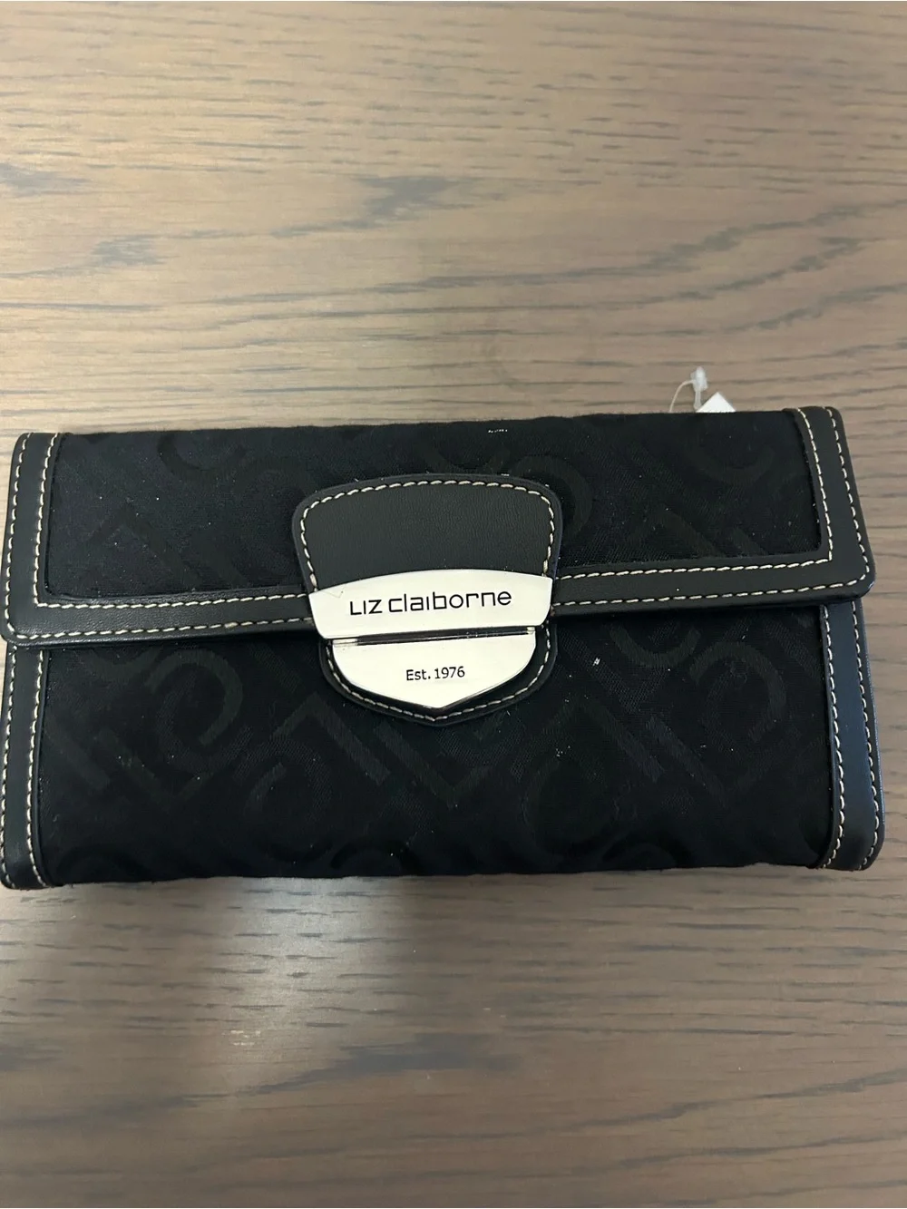 Liz Claiborne Black Wallet with Silver Logo Plate
